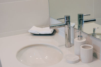 Close-up of sink in bathroom at home