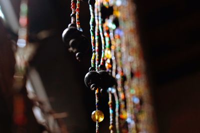Close-up of chain hanging outdoors
