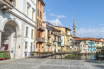 the historic center of omegna with beautiful buildings near the river