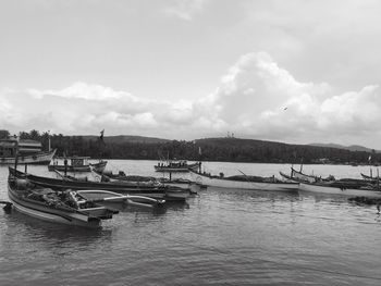 View of boats in marina