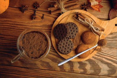 High angle view of food on table