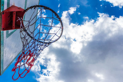 Low angle view of basketball hoop against sky