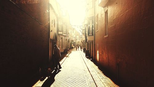 Narrow alley along buildings