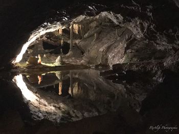 Scenic view of lake in cave