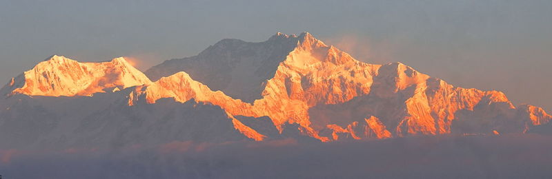 Majestic kangchenjunga peak, the 3rd highest peak of the world during sunrise