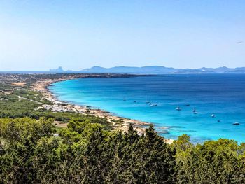 Scenic view of sea against clear sky