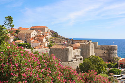 Dalmatian coastline panoramic view from dubrovnik with the port, croatia, europe