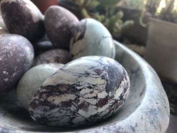 Close-up of eggs on table