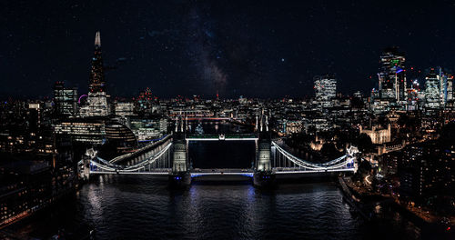 Beautiful view of the tower bridge over river thames at night.