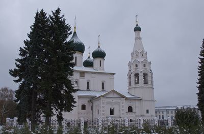 View of trees and buildings against sky