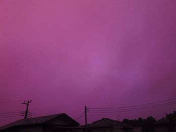 Low angle view of silhouette houses against sky during sunset