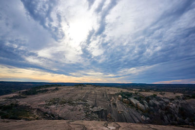 Scenic view of landscape against cloudy sky