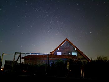 Low angle view of building against sky at night