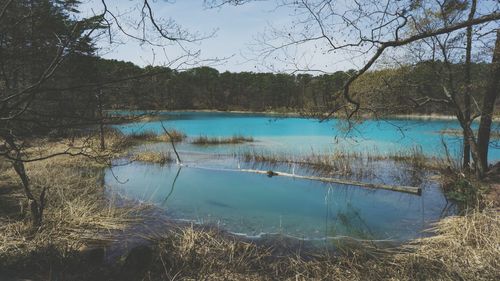 Scenic view of lake against sky