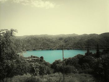 Scenic view of lake and mountains