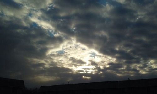 Low angle view of cloudy sky at sunset