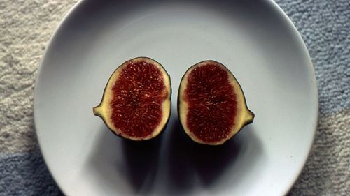 High angle view of fruits on table