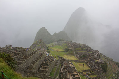 Panoramic view of ruins of mountain against sky