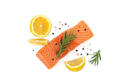 Orange fruit fish on white background