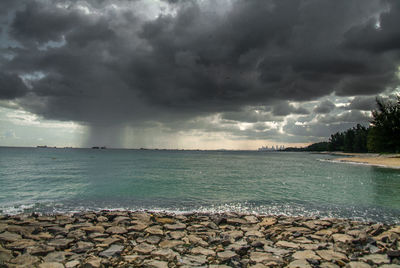 Scenic view of sea against cloudy sky