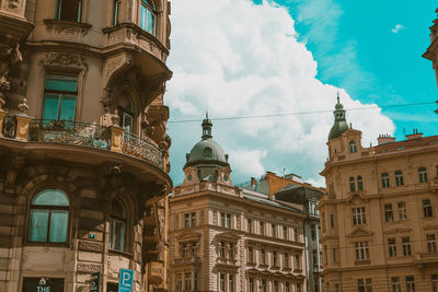 Low angle view of buildings against sky