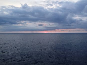 Scenic view of sea against cloudy sky