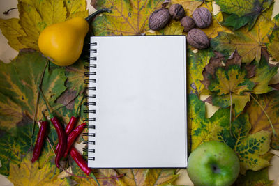 High angle view of fruits on table