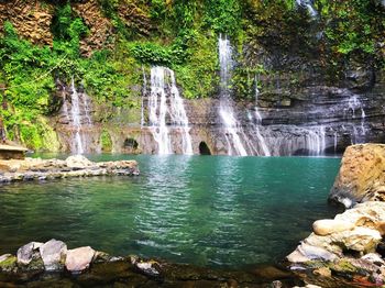 Scenic view of waterfall