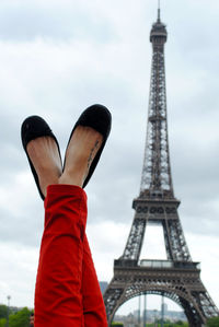 Low angle view of eiffel tower