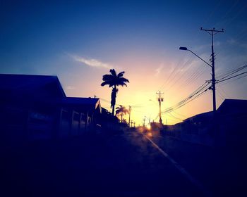 Silhouette palm trees against sky during sunset