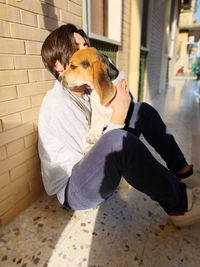 Young man with dog