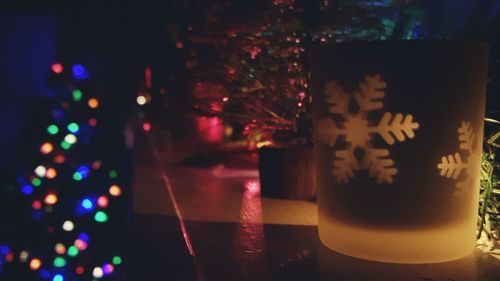 Illuminated table at night