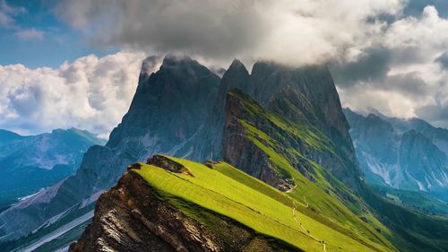 Panoramic view of mountains against sky