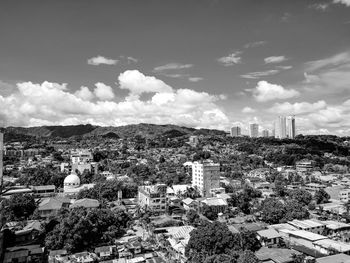 High angle view of townscape against sky