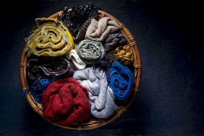 High angle view of painting on table