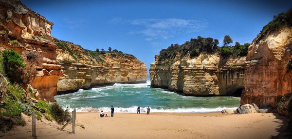 Rock formation on beach