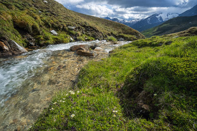 Scenic view of stream against sky