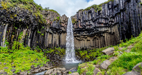 Scenic view of waterfall