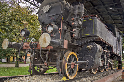 Old train on railroad tracks