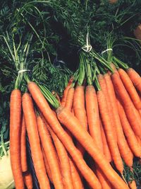 High angle view of vegetables for sale at market stall