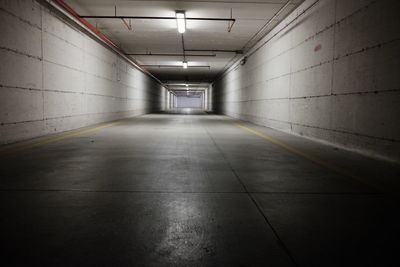 View of empty illuminated corridor