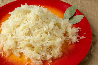 High angle view of pasta in bowl