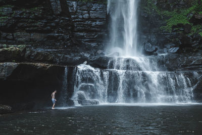 Scenic view of waterfall