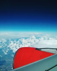 Aerial view of cloudy sky from airplane