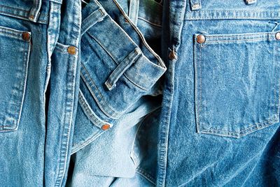 Full frame shot of jeans for sale at market stall