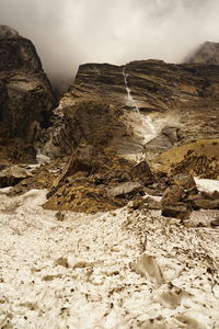 Rock formation on land against sky