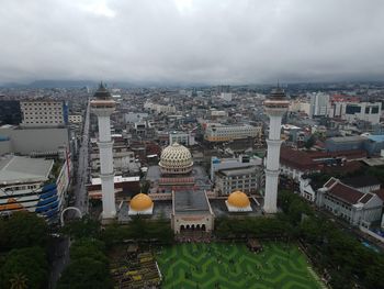 High angle view of buildings in city