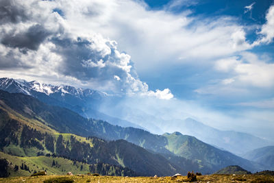 Scenic view of mountains against sky