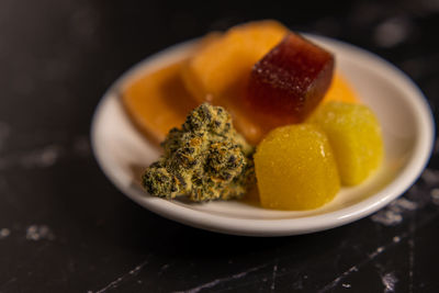 Close-up of food in plate on table