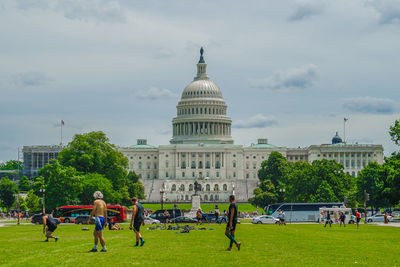 Group of people in front of building